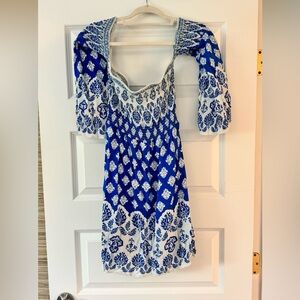 Flying Tomato Blue and Cream Textured Dress